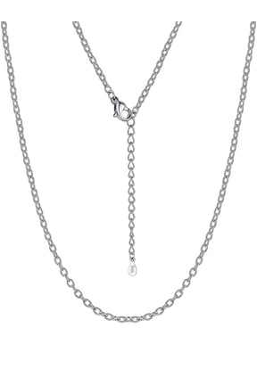Chain for Women Thin Sturdy 2mm Rolo Cable Chain for Pendants 16"-18" Stainless Steel