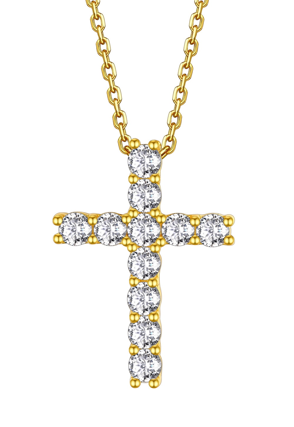 Suplight Cross Necklaces for Women, 925 Sterling Silver Faith Pendant with Cubic Zirconia, Jewelry Gift for Women