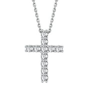 SUPLIGHT Cross Necklaces for Women, 925 Sterling Silver Faith Pendant with Cubic Zirconia, Jewelry Gift for Women