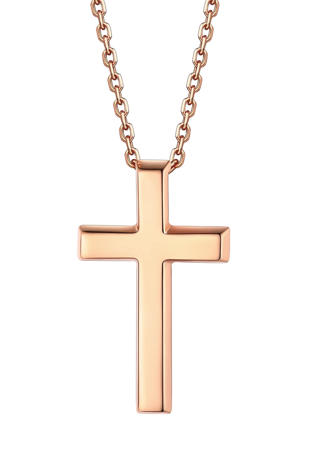 Suplight Cross Necklaces for Women, Rose Gold Plated Sterling Silver Faith Pendant Jewelry Gift for Women