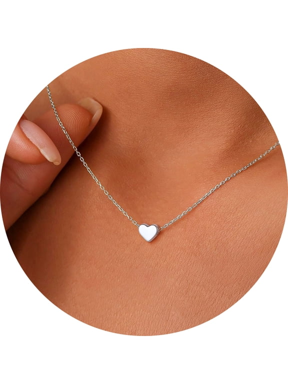 925 Stelring Silver Heart Necklace for Women Hypoallergenic Dainty Small Simple Pendant Jewelry Gift for Girlfriend Wife Valentine's Day Birthday Anniversary Christmas