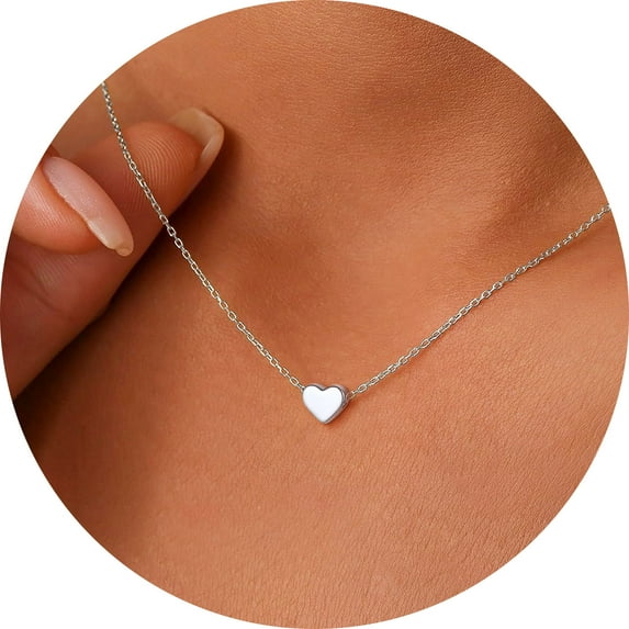 Suplight Dainty 925 Stelring Silver Heart Shape Necklace Jewelry for Women Girlfriend