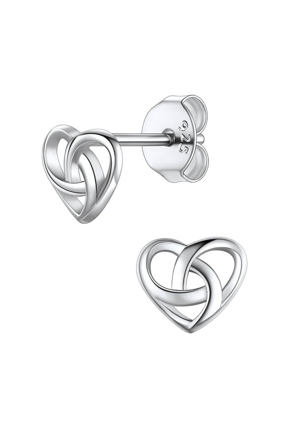 Dainty Tiny 925 Stelring Silver Good Luck Irish Celtic Knot/Love Shape Knot Stud Earring for Women