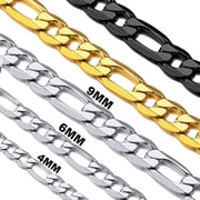 Suplight Necklace for Men Women Figaro Chain Stainless Steel Figaro Link Chain Necklace Jewelry Gift