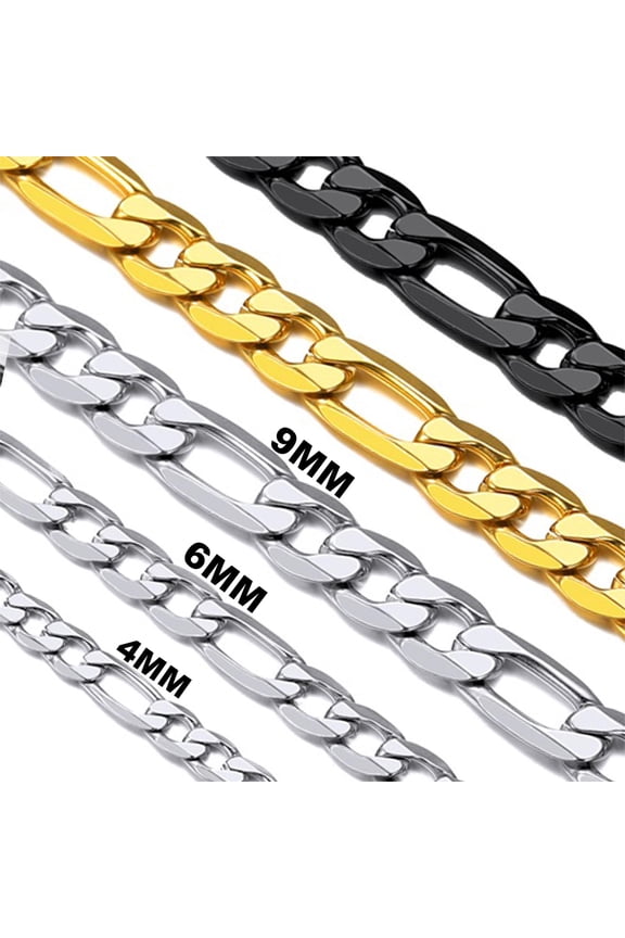 Necklace for Men Women Figaro Chain Stainless Steel Figaro Link Chain Necklace Jewelry Gift
