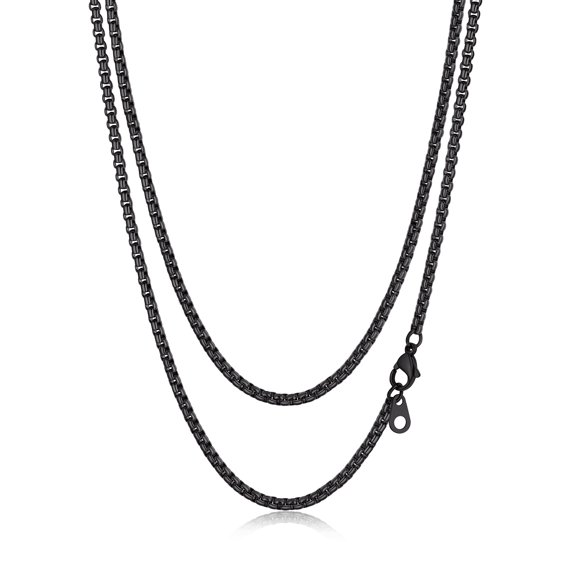 Suplight Men Chain Necklace Stainless Steel 2mm/3mm/6mm/8mm 18"-28" Box Chain Gift for Men