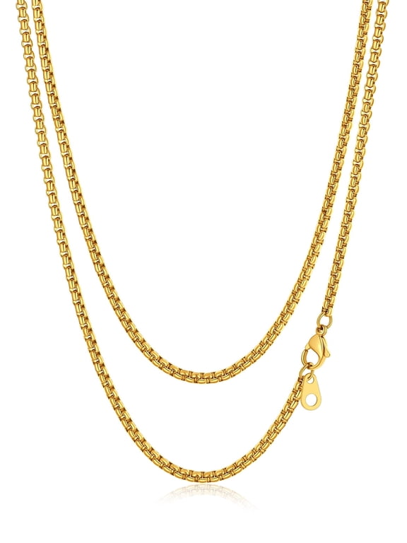 Men Chain Necklace Stainless Steel 2mm/3mm/6mm/8mm 18"-28" Box Chain Gift for Men