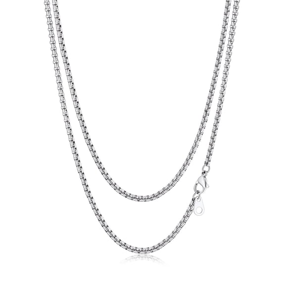 Suplight Men Chain Necklace Stainless Steel 2mm/3mm/6mm/8mm 18"-28" Box Chain Gift for Men