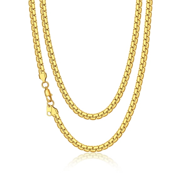 Suplight Men Chain Necklace Stainless Steel Flat Box Chain Christmas Jewelry Gift for Men Women