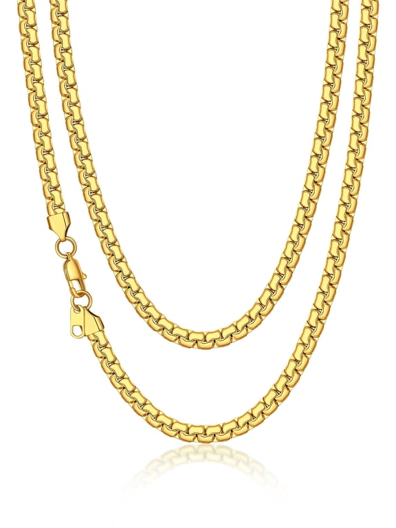 Men Chain Necklace Stainless Steel Flat Box Chain Christmas Jewelry Gift for Men Women