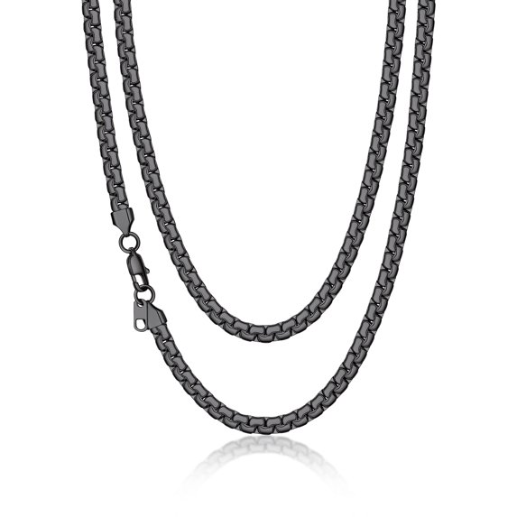 Suplight Men Chain Necklace Stainless Steel Flat Box Chain Christmas Jewelry Gift for Men Women