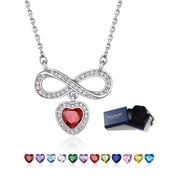 Suplight Necklaces for Women, 925 Sterling Silver Infinity Heart Birthstone Jewelry Gifts, Birthday Gift for Mom Wife