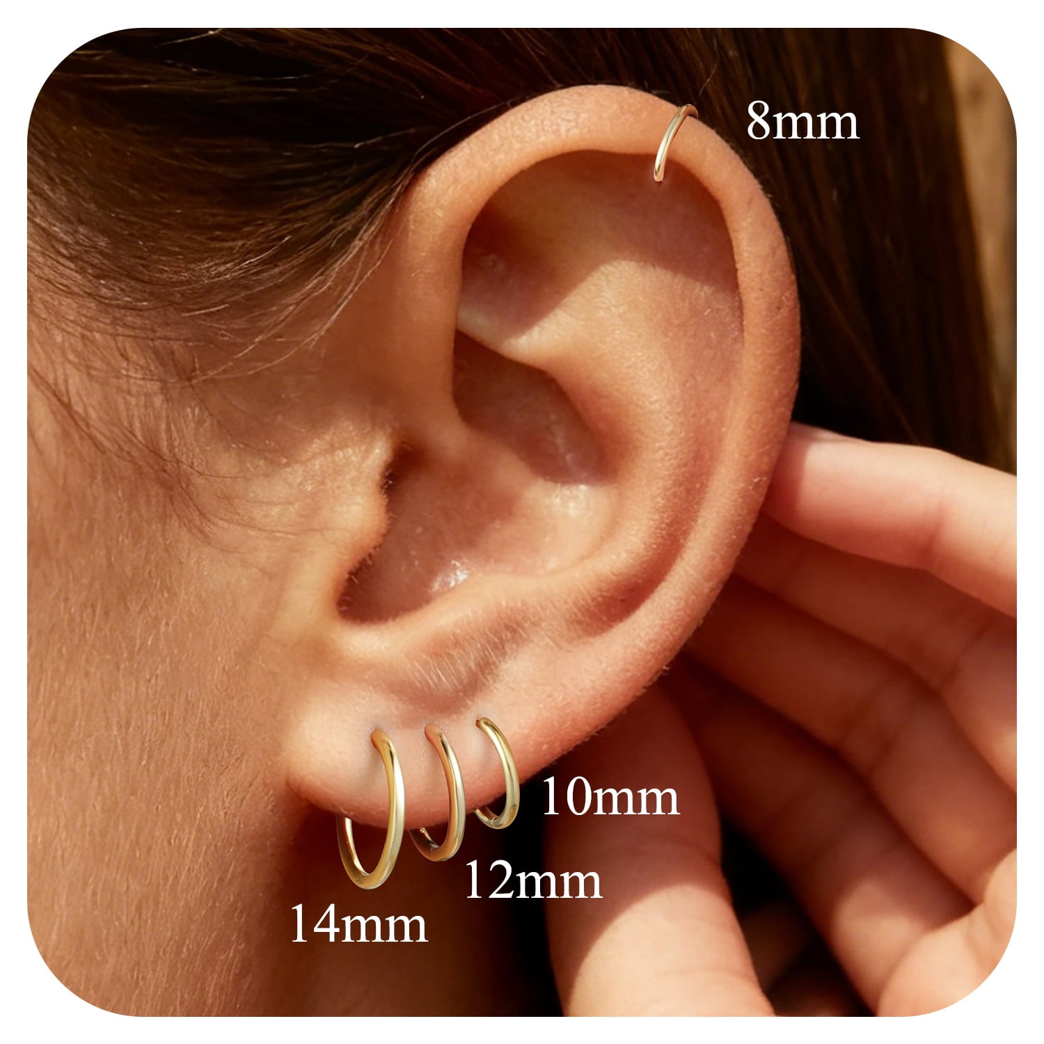 Suplight Silver Hoop Earrings for Women Men 8/10/12/14/16/18/20MM Small Huggie Hypoallergenic Nickel Free Christmas Jewelry Gift