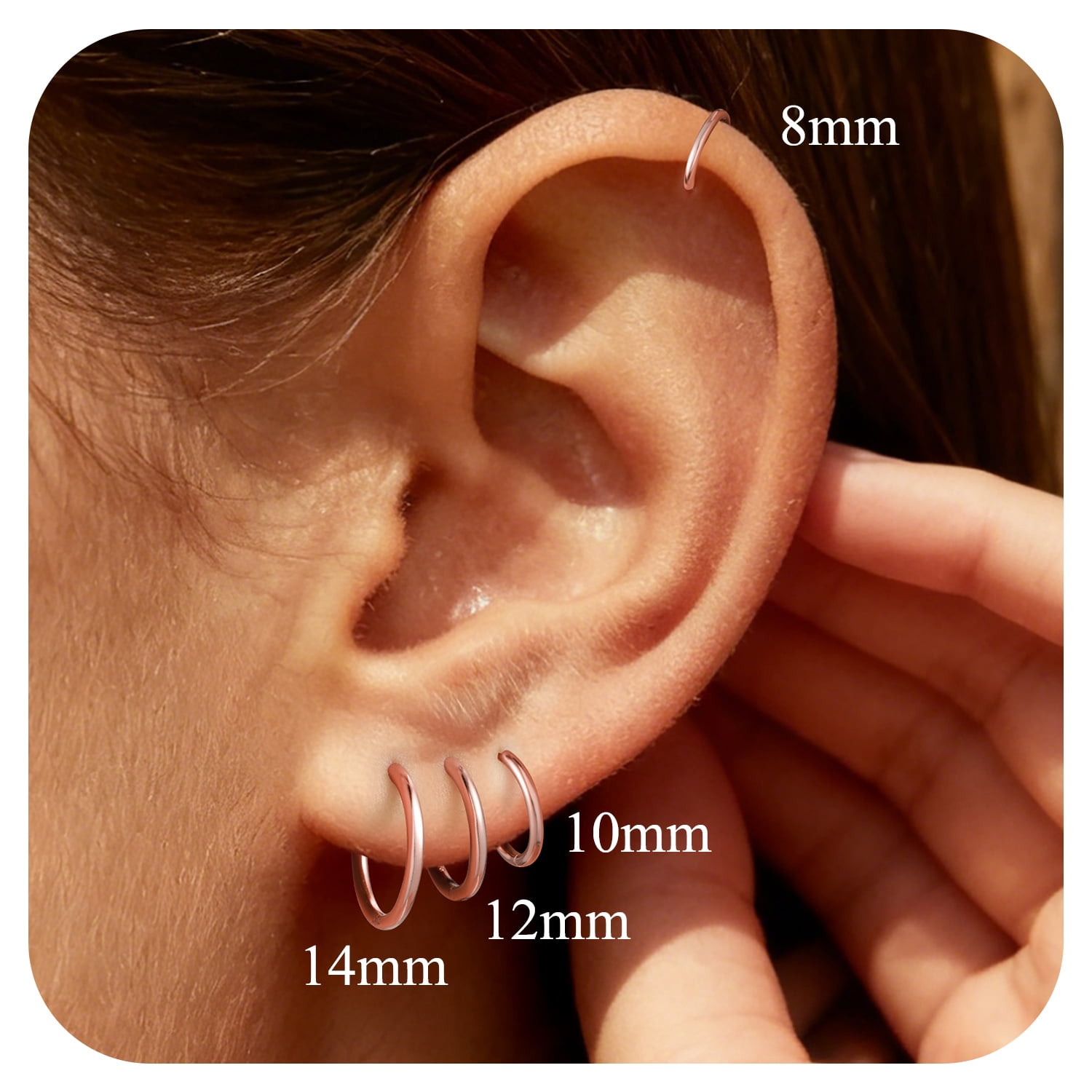 Suplight Silver Hoop Earrings for Women Men 8/10/12/14/16/18/20MM Small Huggie Hypoallergenic Nickel Free Christmas Jewelry Gift