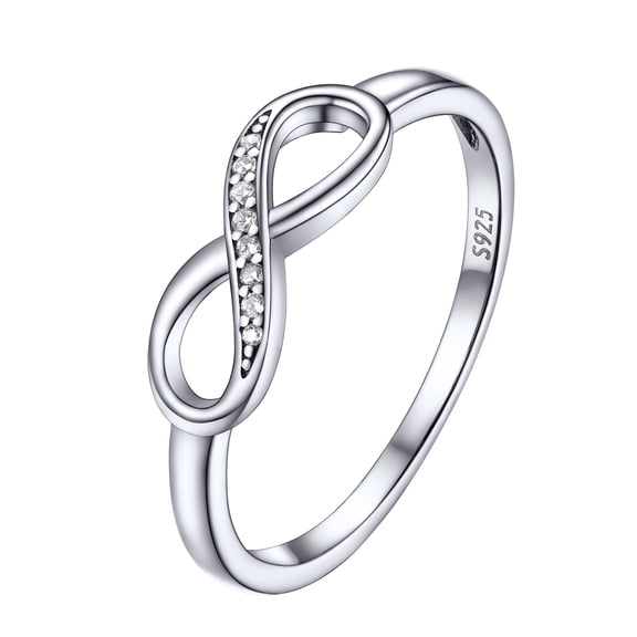 Suplight Silver Infinity Knot Rings, Engagement Wedding Cubic Zirconia Infinity Band Rings for Women
