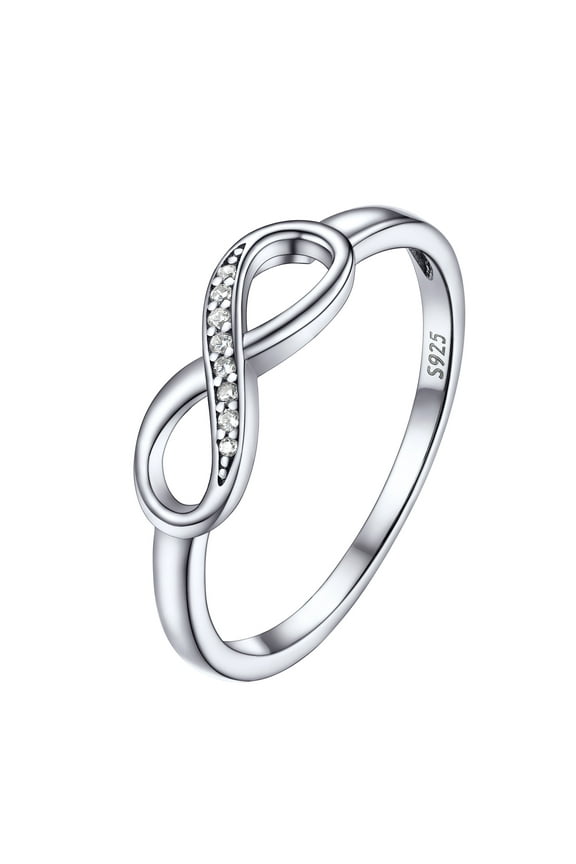 Silver Infinity Knot Rings, Engagement Wedding Cubic Zirconia Infinity Band Rings for Women