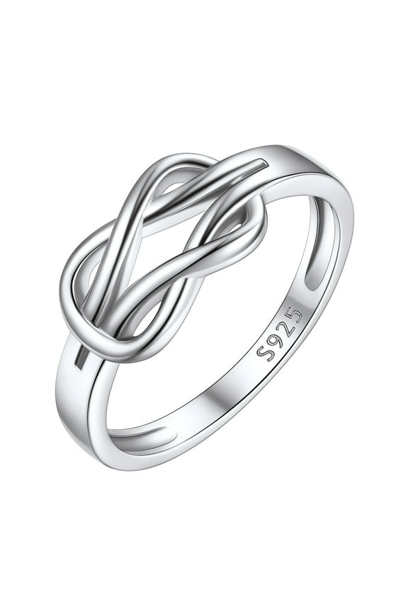 Sterling Silver Love Shape Knot Ring for Women Promise Stackable Rings Bands Jewelry Gift for Mother