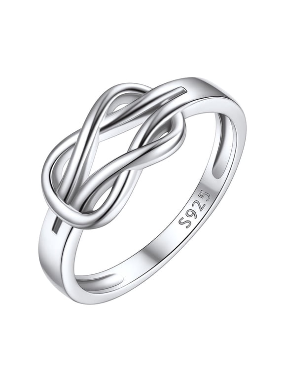 Sterling Silver Love Shape Knot Ring for Women Promise Stackable Rings Bands Jewelry Gift for Mother
