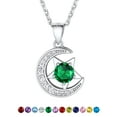 thumbnail image 1 of Suplight Sterling Silver Moon Star Women Necklace Cubic Zirconia Birthstone Jewelry Gift for Women, 1 of 10