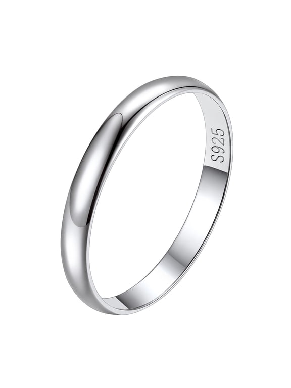 Sterling Silver Rings for Women Simple Plain Band Rings Stacking Ring for Women Men