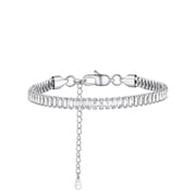 Suplight Tennis Bracelet for Women Stainless Steel Sparkling Baguette Cut White Cubic Zirconia Hand Chain Elegant Adjustable 6.7" Bling Jewelry Gifts for Wife Girlfriend Anniversary Valentine's Day