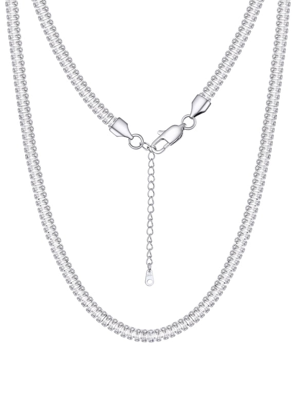 Tennis Necklaces for Women, Stainless Steel Silver 14" Choker Link Chain, Sparkling White Cubic Zirconia Elegant Adjustable Bling Jewelry Gifts for Wife Girlfriend Valentine's Day