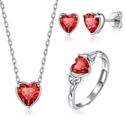 Suplight Women 925 Sterling Silver Birthstone Love Heart Jewelry Sets Birthday Gifts for Women