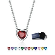 SUPLIGHT Silver Necklace for Women 925 Sterling Silver Birthstone Love Heart Necklace