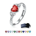 thumbnail image 1 of Suplight Women Silver Ring 925 Sterling Silver Celtic Knot Love Heart Birthstone Engagement Ring, 1 of 8