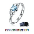 thumbnail image 1 of Suplight Women Silver Ring 925 Sterling Silver Celtic Knot Love Heart Birthstone Engagement Ring, 1 of 8
