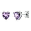 Pattern: 02.Earrings-Heart, Birthstone: February - Amethyst