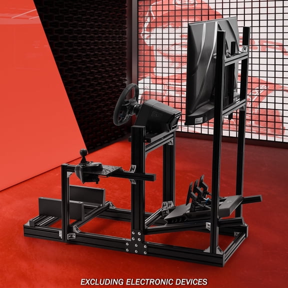 Supllueer 4080 Aluminum Racing Simulator Cockpit With Single Screen Display Stand，Fits Logitech G29/G920/G923,Thrustmaster T300,Fanatec.Excluding electronic devices