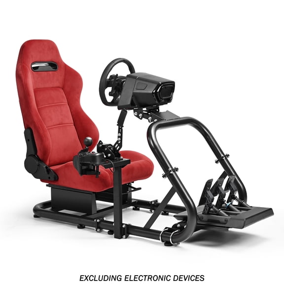 Supllueer 50MM Adjustable Racing Cockpit with Red Suede Seat for Logitech G29 G920 G923 Thrustmaster Fanatec Without Steering Wheel Pedal Shifter
