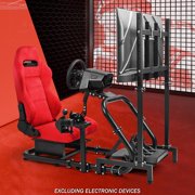 Supllueer 50MM Adjustable Racing Cockpit with Red Suede Seat and Monitor Stand Fits Logitech G29 G920 G923 for Thrustmaster, for Fanatec Gaming Race Cockpit Without Steering Wheel Pedal Shifter