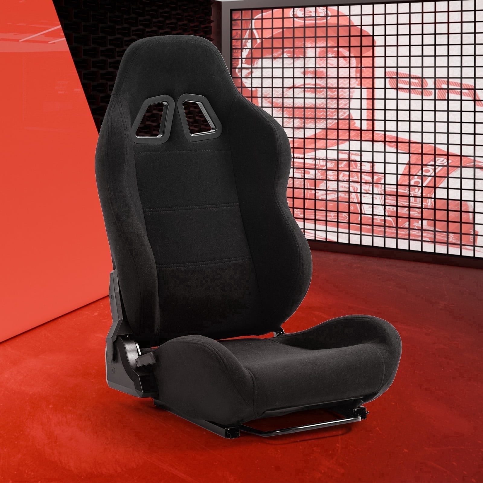 Supllueer Adjustable Gaming Racing Black Seat with Double Locking Slides Fit Most Racing Simulator Cockpit Wheel Stands