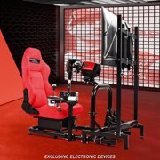 Supllueer Adjustable Racing Cockpit with Red Suede Seat and Monitor Stand for Logitech G29 G920 G923 for Thrustmaster, for Fanatec Gaming Race Cockpit Without Steering Wheel Pedal Shifter