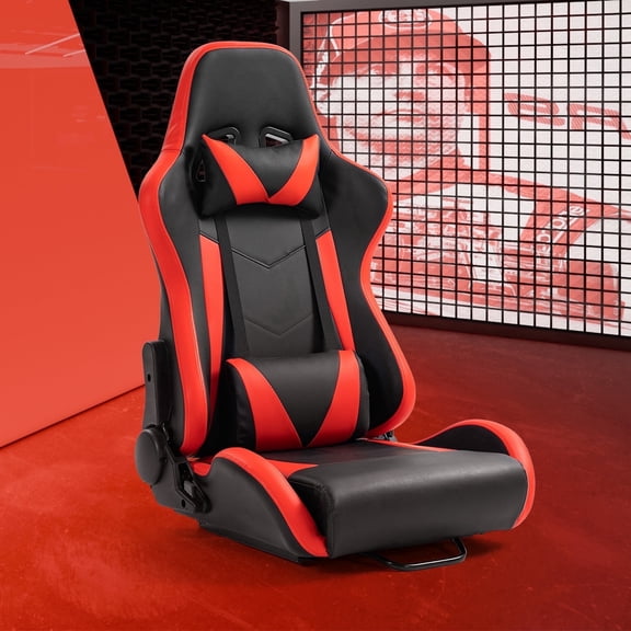 Supllueer Adjustment Gaming Red Seat Pu Leather With Headrest & Lumbar Support Cushion For Racing Simulator Cockpit Wheel Stand.Excluding electronic devices