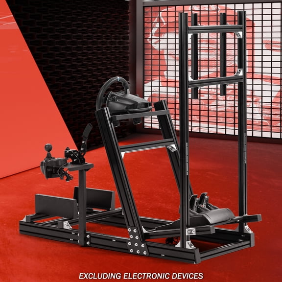 Supllueer 4080 Aluminum F1 Pro Gaming Racing Simulator Cockpit With Black Seat Fit Logitech G920 Thrustmaster Fanatec.Excluding electronic devices
