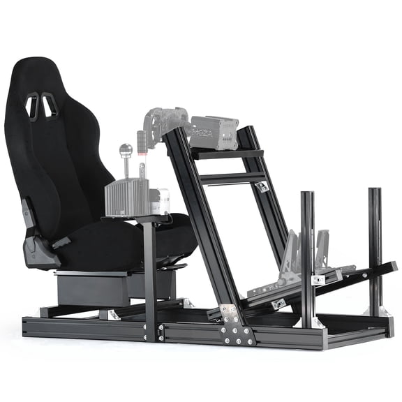 Supllueer 4080 Aluminum F1 Pro Gaming Racing Simulator Cockpit With Black Seat Fit Logitech G920 Thrustmaster Fanatec.Excluding electronic devices