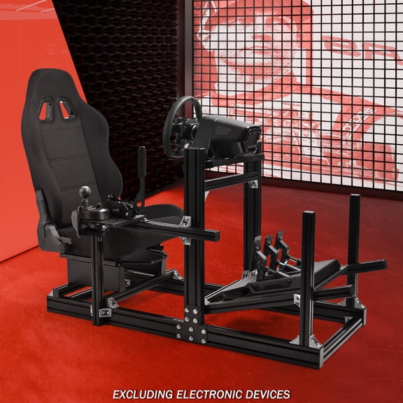 Supllueer 4080 Aluminum F1 Racing Simulator Cockpit Stand With Comfortable Black Seat Fits Logitech G29/G920/G923 Thrustmaster T80 Fanatec.Excluding electronic devices