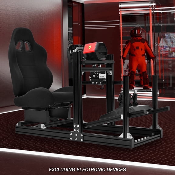 Supllueer 4080 Aluminum F1 Racing Simulator Cockpit Stand With Comfortable Black Seat Fits Logitech G29/G920/G923 Thrustmaster T80 Fanatec.Excluding electronic devices