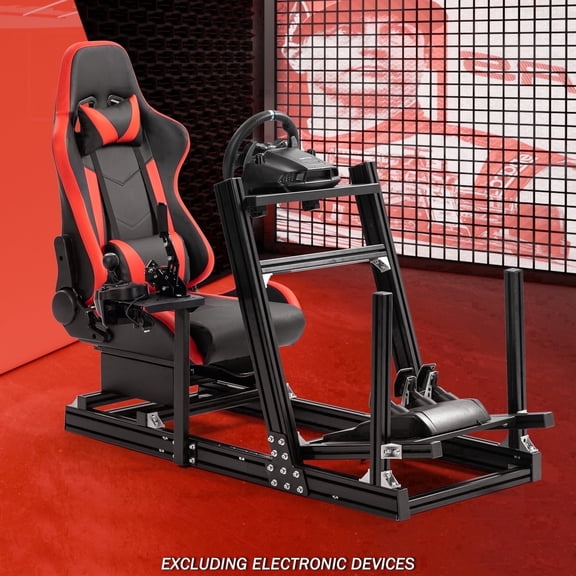 Supllueer 4080 Aluminum F1 Racing Simulator Cockpit With Gaming Red Seat Fit Logitech G920 Thrustmaster T300 Fanatec.Excluding electronic devices