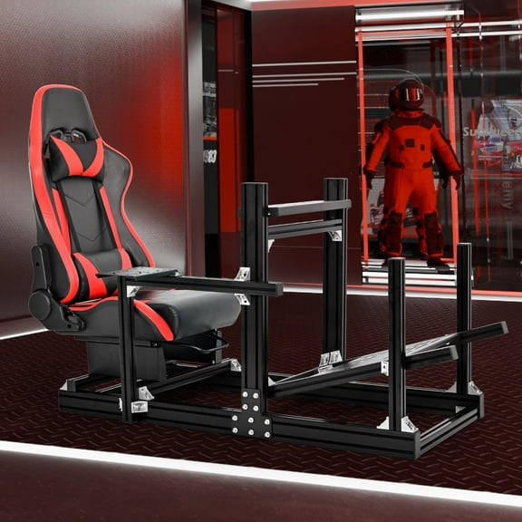 Supllueer F1 Racing Simulator Stand More Stable with Ergonomic Seat Fits Logitech Thrustmaster Fanatec G29 G920 G923 T80 T300 Adjustable Wheel Stand No Wheel Pedals Shifter