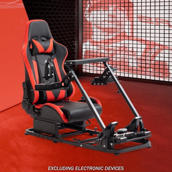Supllueer Flight Racing Simulator Cockpit Wheel Stand With Red Seat Fits Logitech G29 G920 G923 Thrustmaster.Excluding electronic devices