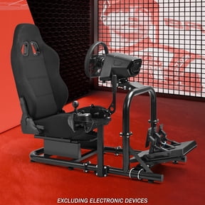 Supllueer Racing Sim Cockpit with Black Seat Alloy Steel Compatible with Logitech G29 Thrustmaster T300RS Fanatec.Excluding electronic devices