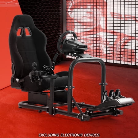 Supllueer G29 Racing Sim Cockpit with Black Seat Alloy Steel Compatible with Logitech G29 Thrustmaster T300RS Fanatec.Excluding electronic devices