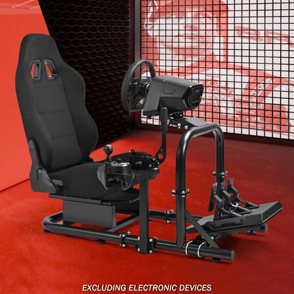Supllueer G29 Racing Sim Cockpit with Black Seat Alloy Steel Compatible with Logitech G29 Thrustmaster T300RS Fanatec.Excluding electronic devices