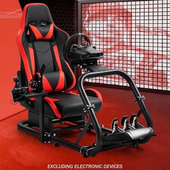 Supllueer Racing Simulator Cockpit With Adjustable Red Seat Fits Thrustmaster Fanatec T300 Logitech G29 G920 G923.Excluding electronic devices