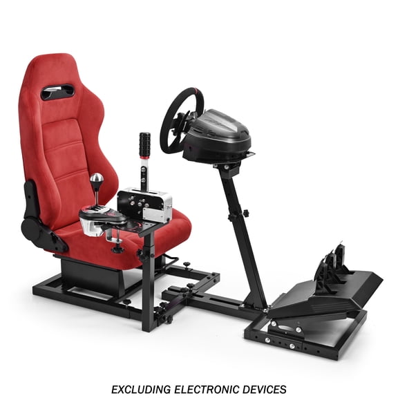 Supllueer Multi-functional Racing Simulator Cockpit with Suede Seat For Logitech G29 G920 for Fanatec Adjustable Racing Wheel Stand Without Steering Wheel Pedal Shifter