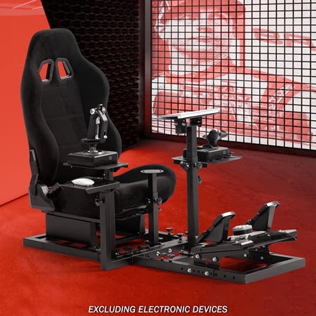Supllueer Flight Racing Simulator Cockpit Stable Adjustable With Black Seat For Logitech G29 G923 G920 Thrustmaster Fanatec.Excluding electronic devices